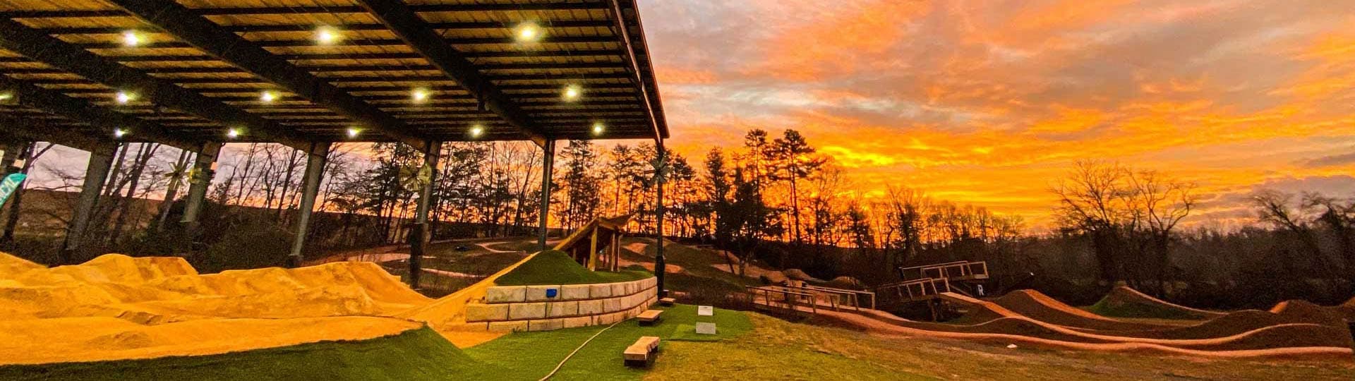 Wide view of Fiddlehead's bike park trails