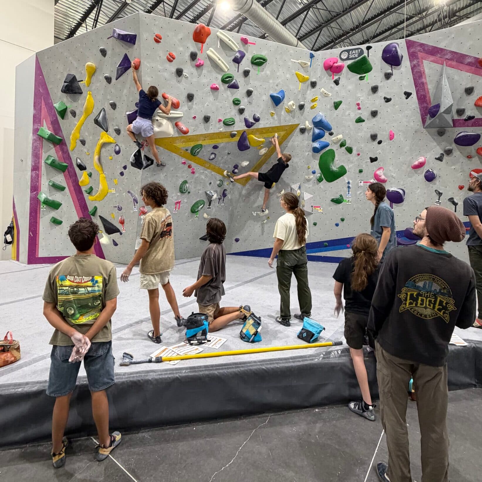 Inside the 16,000 sq ft Fiddlehead climbing gym