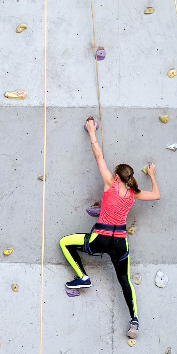 Climber working a route