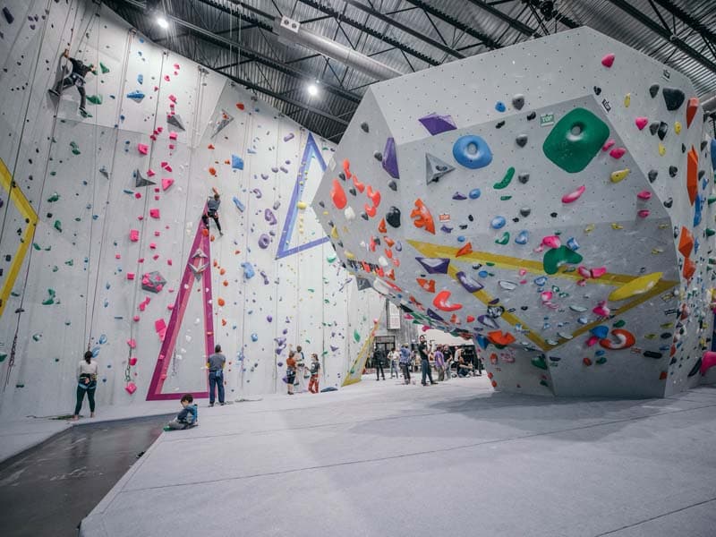 Inside the climbing gym